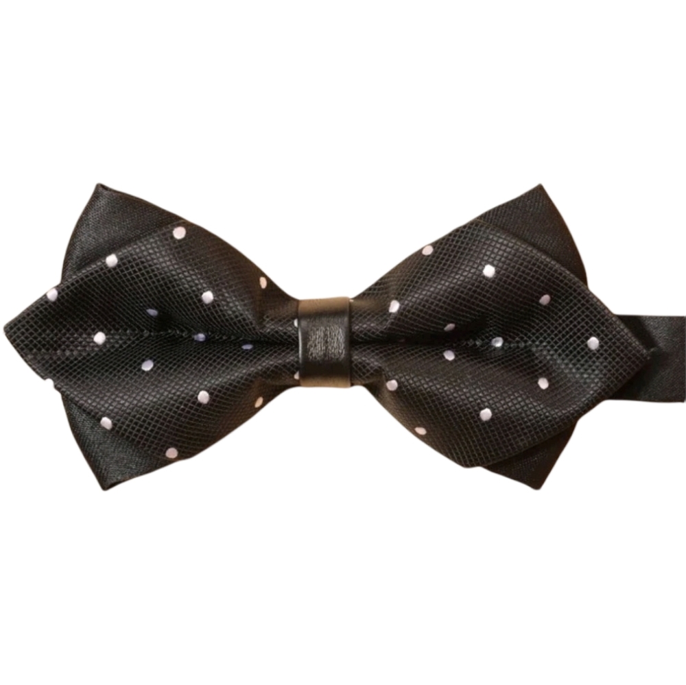 Men's Black and White Polka Dot Bow Tie